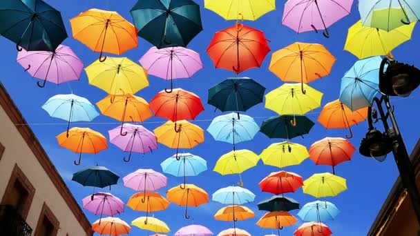 Background colorful street decoration,Madrid — Stock Video