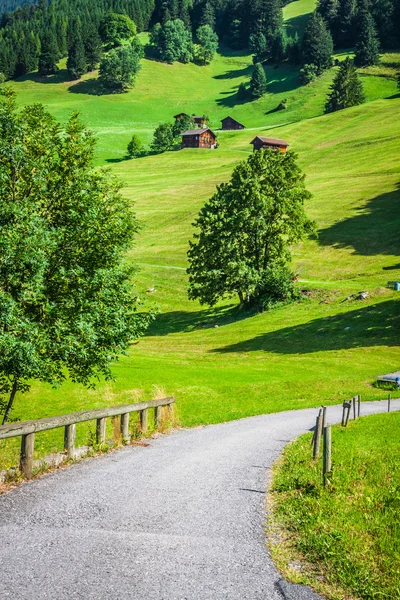 Holzhäuser in malbun in lichtenstein, europa — Stockfoto