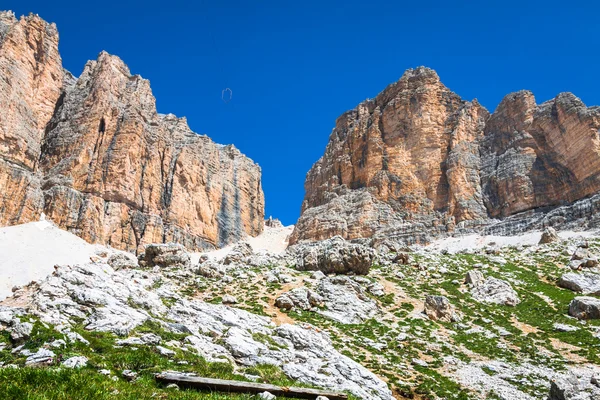 Sass Pordoi south face (2952 m) in Gruppo del Sella, Dolomites m — Stock Photo, Image
