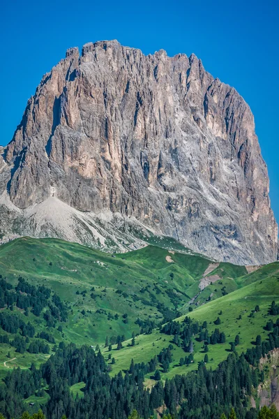 Sass pordoi södra ansikte (2952 m) i gruppo del sella, Dolomiterna m — Stockfoto