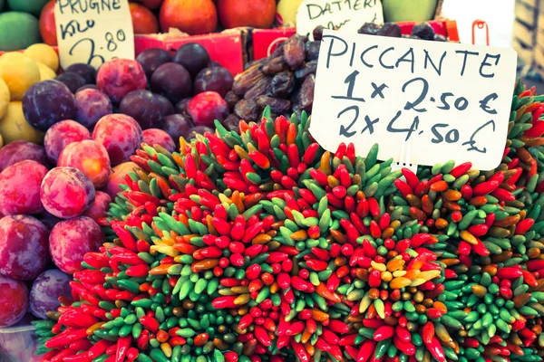 Colorful groceries marketplace in Venice, Italy. Outdoor market