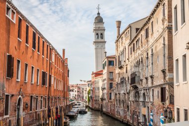 Venedik binalar ve tekneler boyunca canal grande, venice, İtalya