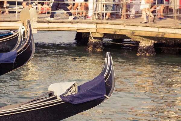 Gondolas moored by Saint Mark square. Venice, Italy, Europe — Stock Photo, Image