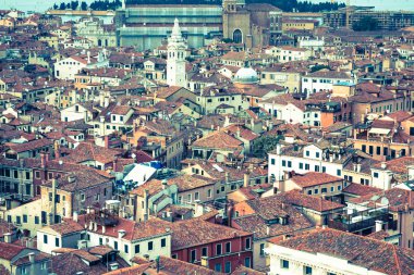 Venedik cityscape - görünümünden campanile di san marco. UNESCO worl