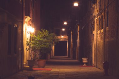 eski şehir gece (Venedik, İtalya)