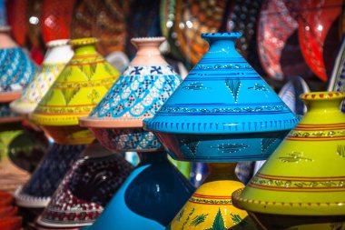 Tajines içinde belgili tanımlık çarşı, Marrakesh, Morocco