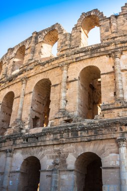 Gladyatör mücadele Tunus'ta El Jem Coliseum Harabeleri