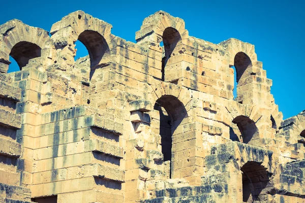 Ruins of the largest colosseum in in North Africa. El Jem,Tunisi — Stock Photo, Image