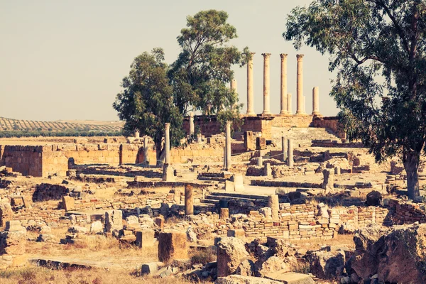 Ruines romaines Sanctuaire Esculape Thuburbo Majus Tunisie — Photo