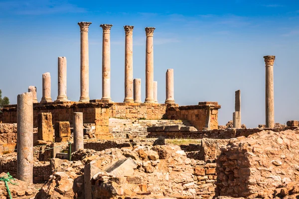 Thuburbo majus, Tunisia a few of the remaining pillars which onc — Stock Photo, Image