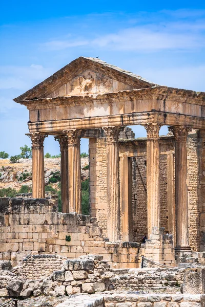 Dougga, Ruínas Romanas: Patrimônio Mundial da Unesco na Tunísia — Fotografia de Stock