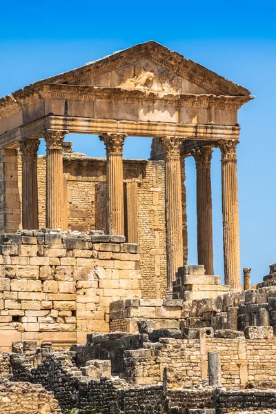 Remaining of the roman City of Dougga with the Capitol, Tunisia — Stock Photo, Image