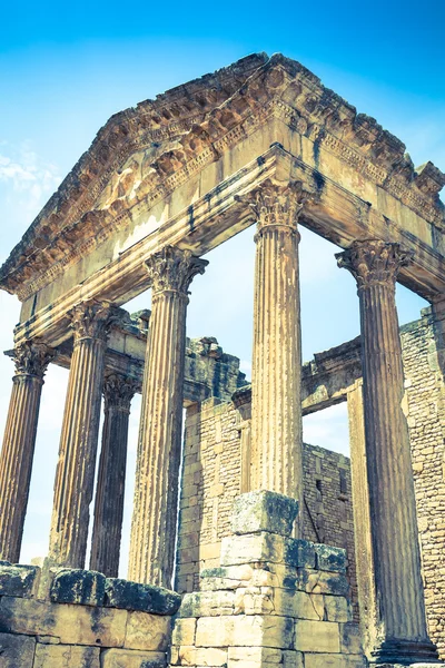 Remaining of the roman City of Dougga with the Capitol, Tunisia — Stock Photo, Image