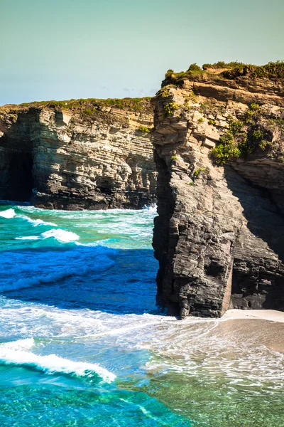 Famoso destino espanhol, Praia das Catedrais (playa de las cated — Fotografia de Stock