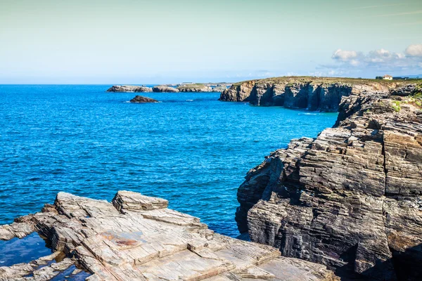 Las Catedrales plaj bulunan Galiçya, İspanya. Ribade Cennet plaj — Stok fotoğraf