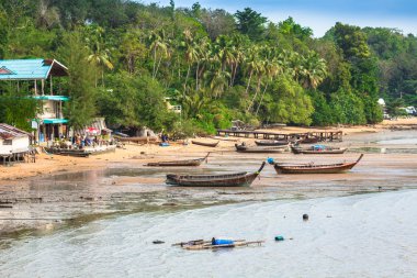 Geleneksel Tay deniz araçları Phang nga, Phuket, Tayland