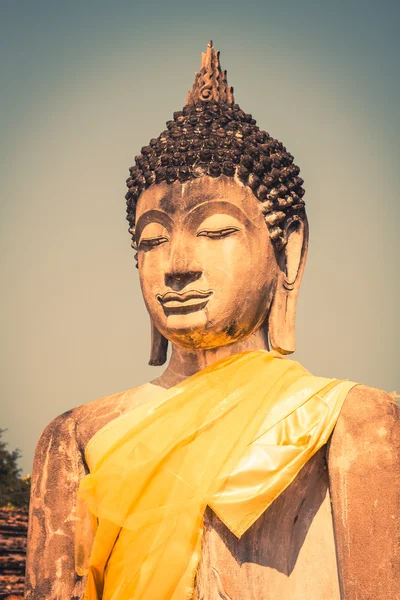 Buddha Statue Portrait Wat Yai Chai Mongkhon Ayutthaya Bangkok T — Stock Photo, Image