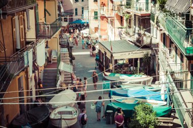 Geleneksel bir İtalyan Manarola, İtalya, 10 Ağustos, 2013:Street