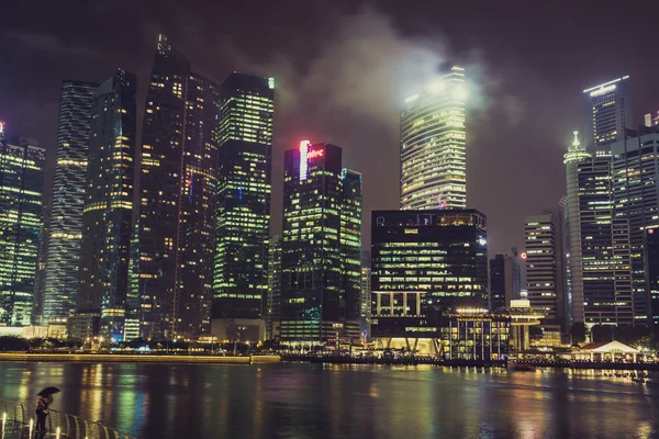 Singapore, December 20,2013: utsikt över stadens silhuett på natten i — Stockfoto