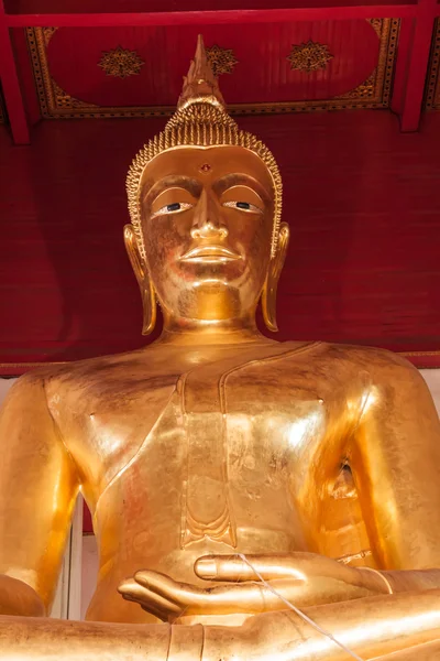 La statua di Buddha dorato nel tempio tailandese, Provincia di Ayutthaya Thai — Foto Stock