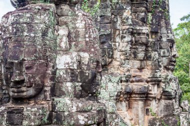 Angkor Wat, Siem Reap, Kamboçya 'daki Antik Bayon Tapınağının Yüzleri