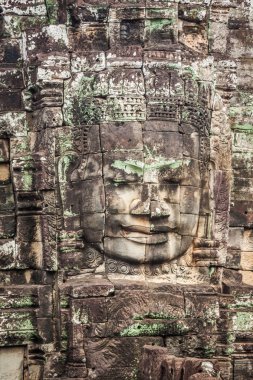 Angkor Wat, Siem Reap, Kamboçya 'daki Antik Bayon Tapınağının Yüzleri