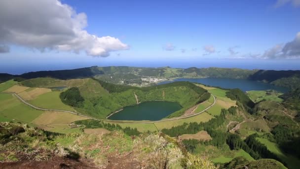 Sete Cidades güzel göl, Azores, Portekiz Europe — Stok video