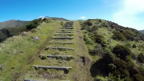 Images vidéo aériennes de la calderira negra, île de Flores sur le volcan aux Açores, Fayal, Portugal — Video