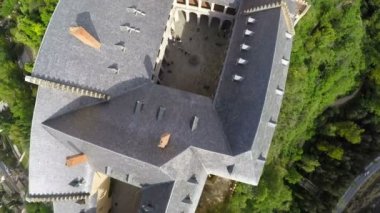 Havadan çekilen görüntüler İspanya'nın Segovia kalesi Alcazar, Castilla ve Leon, İspanya