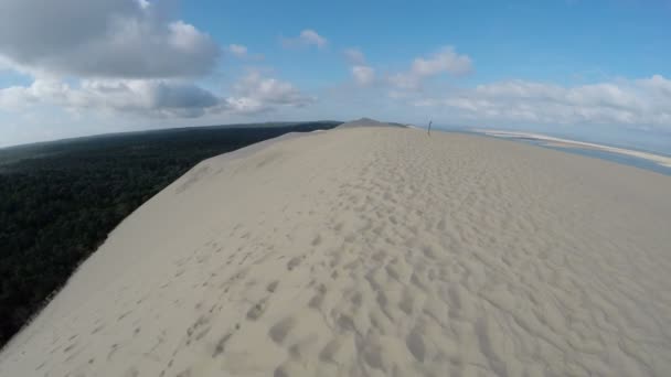 Luftaufnahme der Düne du Pilat - die größte Sanddüne Europas, Arcachon, Frankreich — Stockvideo