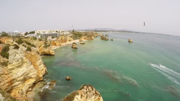 Aerial footage Lagos, Ponta da Piedade, Algarve, Portugal — Stock Video