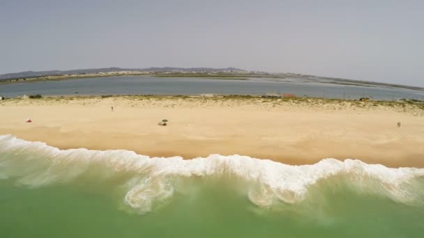 Aerial footage beach of Faro, Algarve — Stock Video