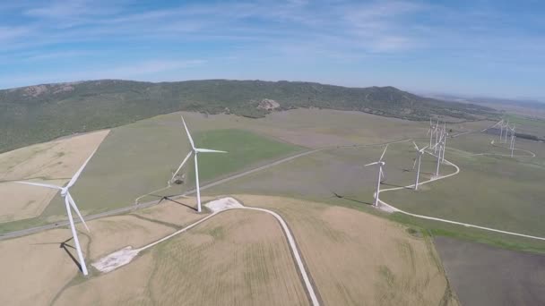 Grand parc éolien, vue aérienne — Video