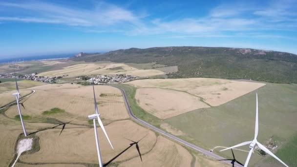 Grand parc éolien, vue aérienne — Video