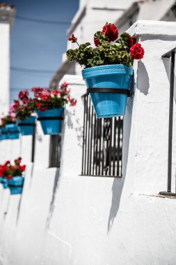 Picturesque street of Mijas. Charming white village in Andalusia clipart