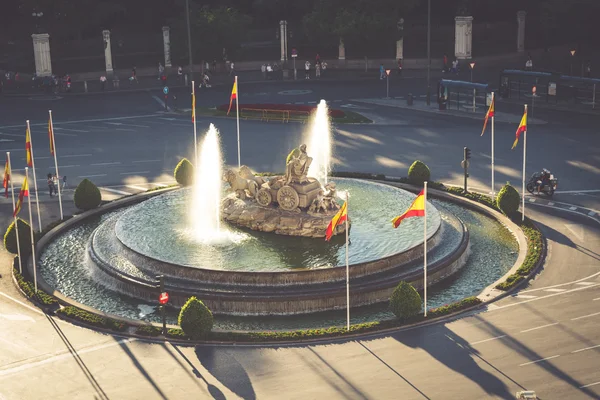Cibeles Plaza de Cibeles Madrid içinde Çeşmede havadan görünümü — Stok fotoğraf