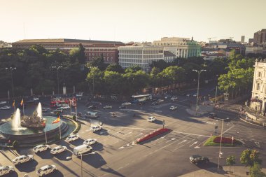 Madrid, İspanya - 15, Haziran, Cibeles Çeşmede görünümünü 2014:Aerial