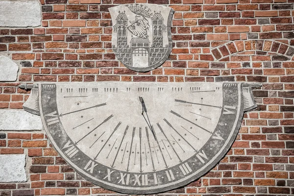 Sandomierz, town in Poland. Old town hall sundial. — Stock Photo, Image