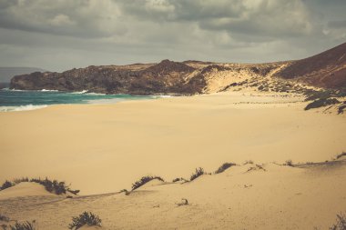 Playa de Las Conchas, La Graciosa güzel bir plajda bir görünümünü