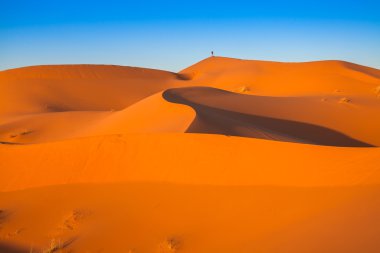 Sahra Çölü 'ndeki kum tepeleri, Merzouga, Fas