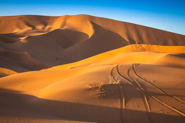 Pouštní duny v Erg Chebbi poblíž Merzouga v Maroku. — Stock fotografie