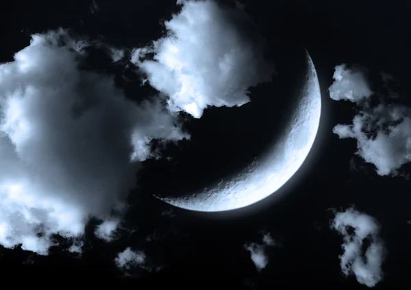 The moon in the night sky