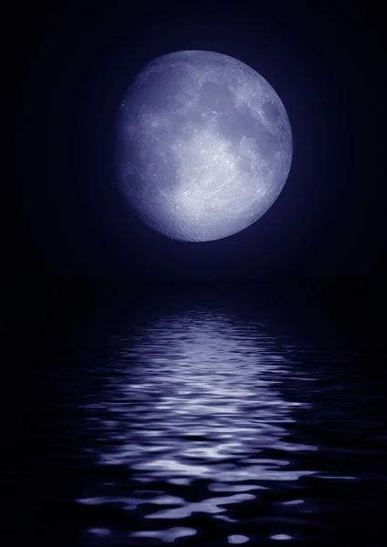 Full blue moon over water with reflections Stock Photo by ©danielkrol85 ...
