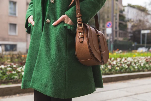 Detail of bag outside Anteprima fashion show for Milan Women's F — Stock Photo, Image