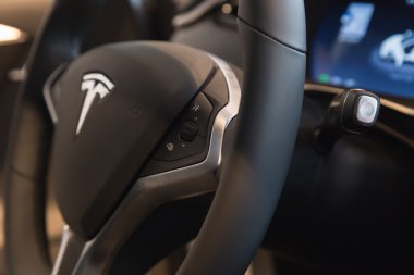 Ayrıntı Tesla Model S Araba, Milano, İtalya