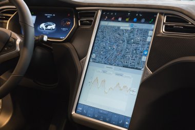 Ayrıntı Tesla Model S Araba, Milano, İtalya