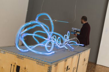 İnsanlar Ventura Lambrate Milan, İtalya, Fuorisalone ziyaret