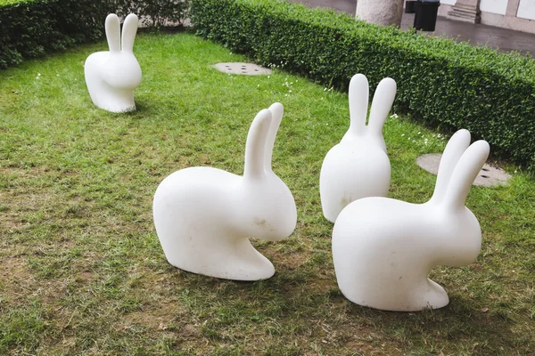 Rabbits on display at Fuorisalone 2016 in Milan, Italy — Stock Photo, Image