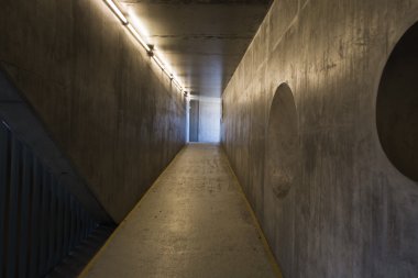 Neon ışıkları ile boş beton tünel