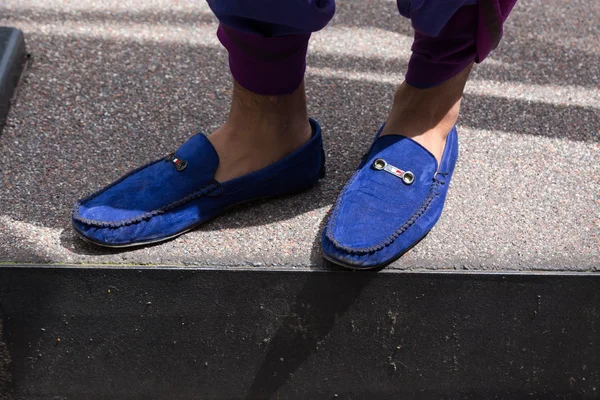 在米兰男装时装周鞋子的细节 — 图库照片